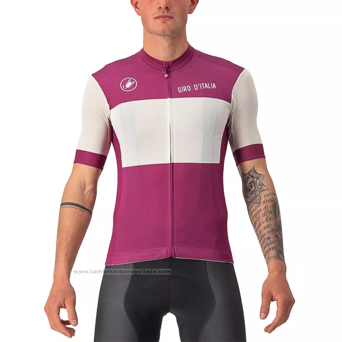 2022 Maillot Cyclisme Giro D'italie Blanc Violet Manches Courtes et Cuissard